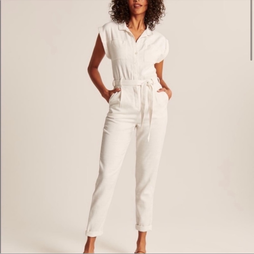 Abercrombie utility jumpsuit white